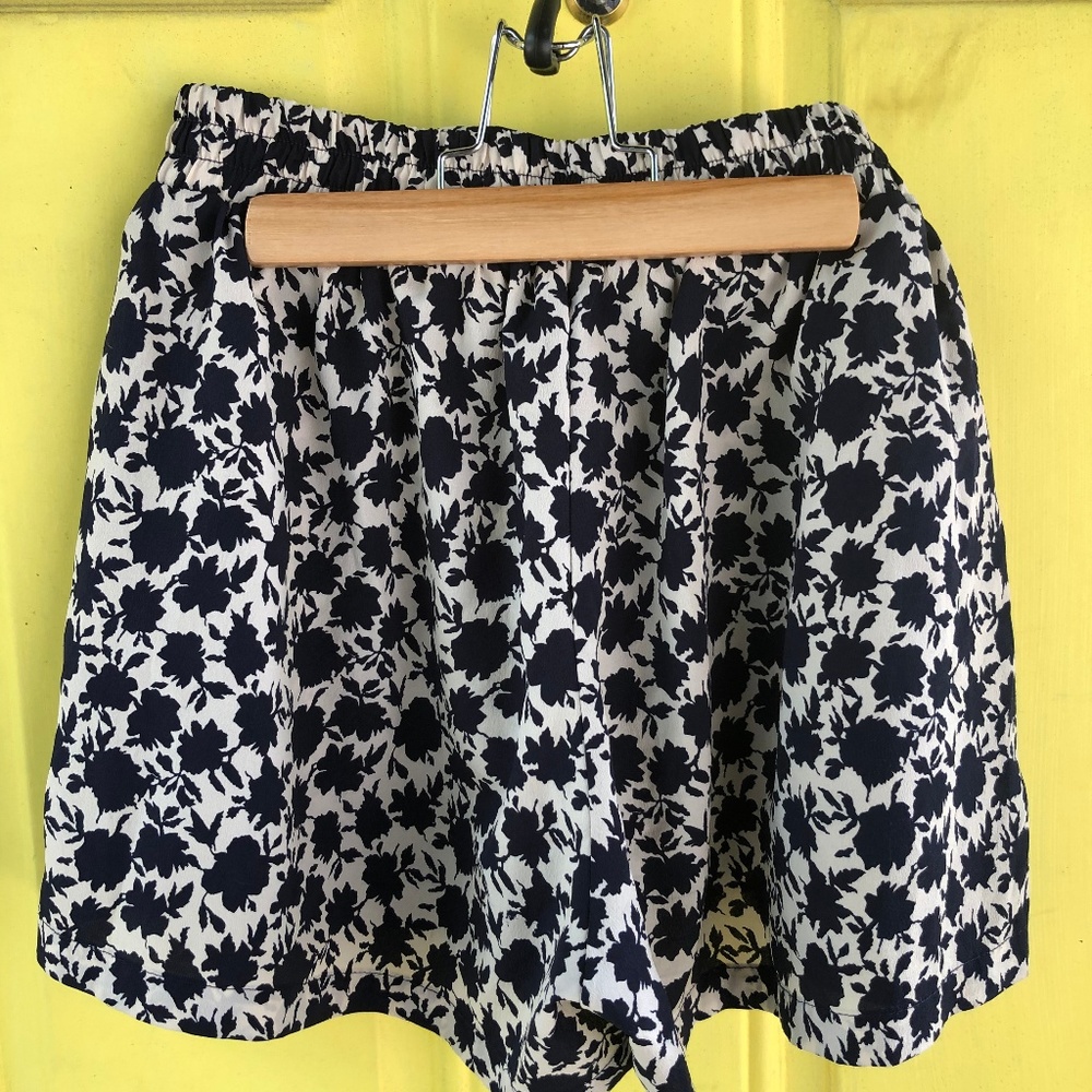 Navy & white floral shorts